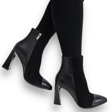 Botine DAMA din PIELE Ecologica cu FERMOAR SI TOC SPECIAL CRL0933 CULOARE: Negru - Img 3