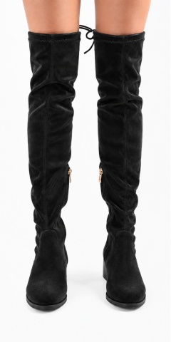 Cizme dama din Piele Ecologica CRL0693 Negru suede - Img 3