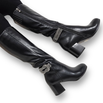 CIZME DAMA din PIELE ECOLOGICA cu FERMOAR CRL0919 CULOARE:Negru - Img 3