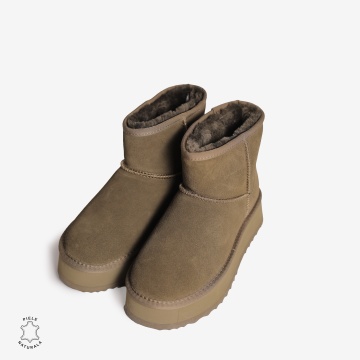 CIZME TIP UG DAMA din PIELE NATURALA INTOARSA CRL0893 CULOARE:OLIVE - Img 3