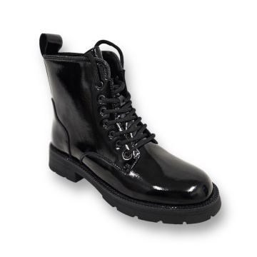 GHETE DAMA din PIELE NATURALA LUCIOASA CRL0896 CULOARE:NEGRU