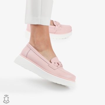 Mocasini dama din piele naturala CRL0787 ROZ
