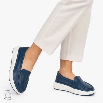 MOCASINI dama din Piele Naturala CRL1057 CULOARE: BLEUMARIN - Img 2