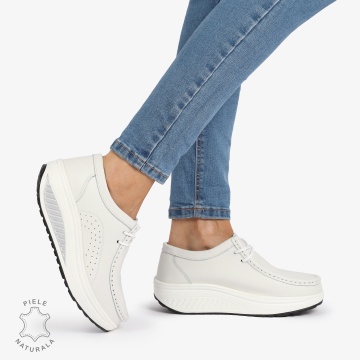 Mocasini dama din Piele Naturala CRL1219 ALB - Img 2