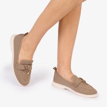 MOCASINI dama TEXTIL CU DETALIU AURIU CRL1027 Culoare: KHAKI - Img 3