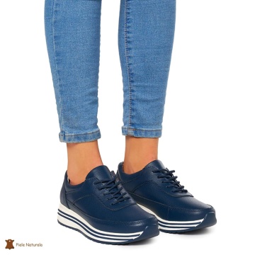 Pantofi Casual dama din Piele naturala CRL00809 NAVY - Img 2