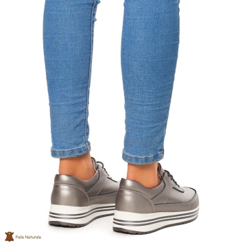 Pantofi Casual dama din Piele naturala CRL00809 PEWTER - Img 3