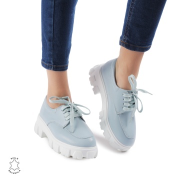 Pantofi casual dama din Piele naturală CRL0109 ALBASTRU