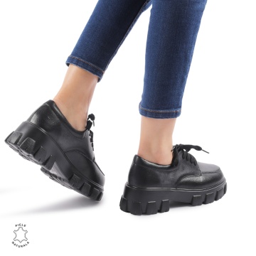 Pantofi casual dama din Piele naturală CRL0109 NEGRU - Img 3