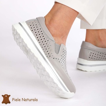 Pantofi Casual dama din Piele naturala CRL0860 GRI - Img 2