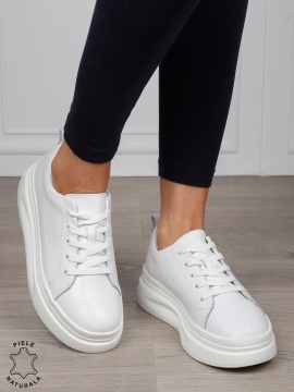 Pantofi Casual dama din Piele Naturala CRL1055 CULOARE: ALB - Img 2