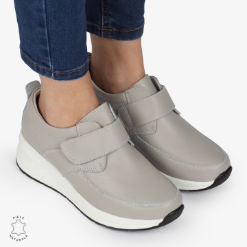 Pantofi Casual dama din Piele naturala CRL1332 GRI - Img 2