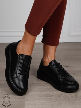 Pantofi Casual damă din piele naturală CRL1568 NEGRU - Img 2