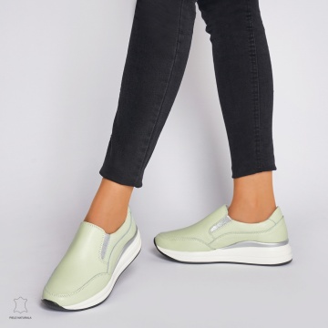 Pantofi Casual dama din Piele naturala CU INCHIDERE SLIP-ON CRL1235 VERDE - Img 3