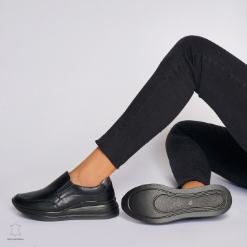 Pantofi Casual dama din Piele naturala CU INCHIDERE SLIP-ON CRL1235 NEGRU - Img 4