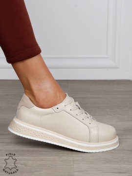 Pantofi Casual damă din piele naturală cu mici perforati CRL1513BEJ