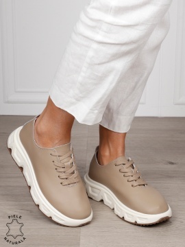 Pantofi Casual dama din Piele Naturala cu talpa speciala CRL1557 KHAKI - Img 2