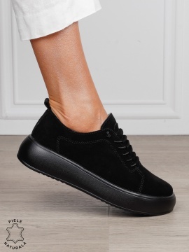 Pantofi Casual dama din Piele Naturala Intoarsa cu siret special CRL1550