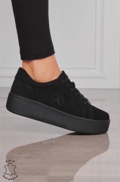 Pantofi Casual DAMA din PIELE Naturala INTOARSA cu talpa inalta CRL1455 - Img 2