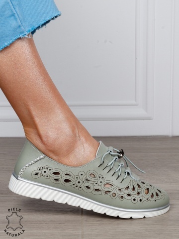 PANTOFI CASUAL dama din Piele naturala PERFORATA CU MODEL CRL1356 barilla - Img 2
