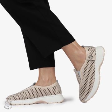 PANTOFI CASUAL dama din Piele naturala Perforata TIP SLIP-ON CRL1415 ROZ - Img 2