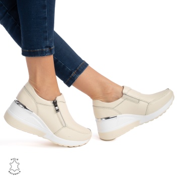 Pantofi Casual Dama Piele Naturala CRL0072 BEJ- N