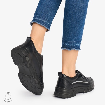 Pantofi casual dama piele naturala CRL0867 NEGRU - Img 3