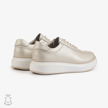 Pantofi Casual Dama Piele Naturala CRL1002 Culoare: BEJ - Img 4