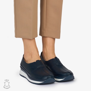 PANTOFI CASUAL Dama Piele Naturala USOR INALTA CRL1050 Culoare: BLEUMARIN - Img 2