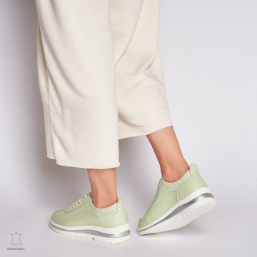 Pantofi casual de dama din piele naturala CRL0002 VERDE - Img 3