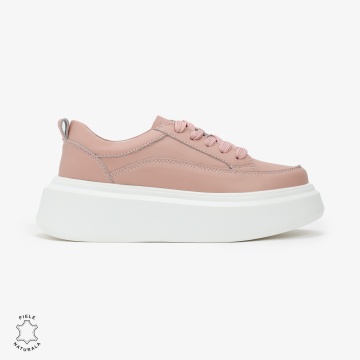 Pantofi Casual de dama din Piele Naturala CRL0566 ROZ - Img 2