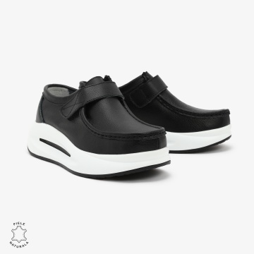Pantofi Casual de dama din Piele Naturala CRL0570 NEGRU