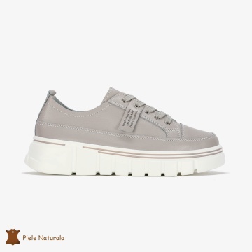 Pantofi Casual de dama din Piele naturala Interior confortabil CRL0488 GRI - Img 2