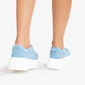 Pantofi Casual de dama din Piele Naturala Intoarsa CRL0567 ALBASTRU - Img 3