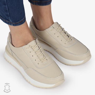 Pantofi casual piele naturala CRL886 BEJ - Img 3