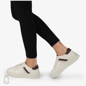Pantofi CASUAL PIELE NATURALA cu linii decorative CRL1270 Bej - Img 3