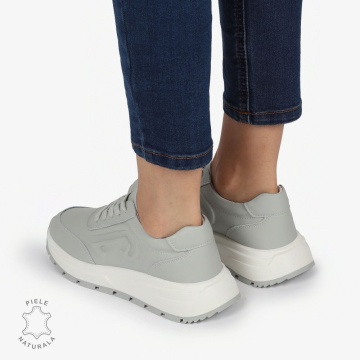 Pantofi casual piele naturala CU MODEL LATERAL CRL1304 GRI - Img 3