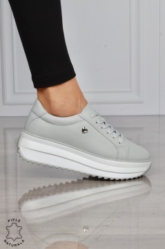 Pantofi CASUAL PIELE NATURALA cu talpa inalta CRL1275 GRI - Img 2