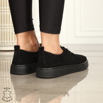 PANTOFI CASUAL Piele Naturala INTOARSA CU SIRET CRL1442 NEGRU - Img 3