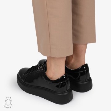 Pantofi CASUAL PIELE NATURALA LACUITA CRL1294 NEGRU - Img 4