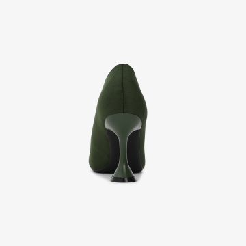 Pantofi Eleganți dama din Piele Ecologică Intoarsa CRL0559 Verde - Img 3