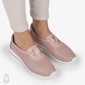 Pantofi Perforati Dama Piele naturală CRL0104 ROZ - Img 2