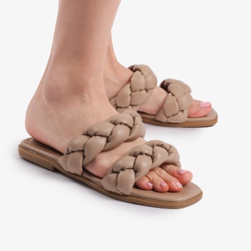Papuci dama din Piele Ecologica bej CRL0162 - Img 2