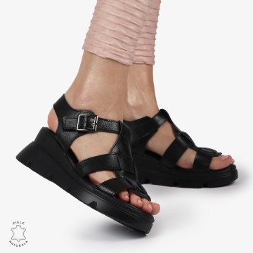 SAndale DAMA DIN PIELE NATURALA CU BARETE CRL1421 NEGRU - Img 3