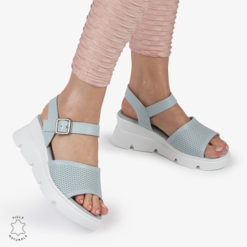 SAndale DAMA DIN PIELE NATURALA CU TALPA INALTA CRL1420 ALBASTRU - Img 2