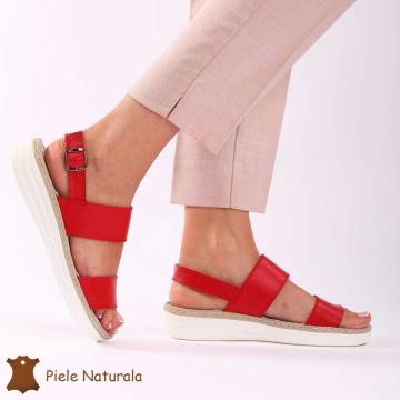 Sandale dama Piele Naturala CRL0189 ROSU - Img 2