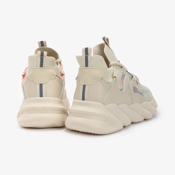 SNEAKERS din Piele Ecologica si textil CRL0130 Bej - Img 3