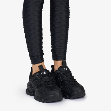 SNEAKERS din PIELE ECOLOGICA SI TEXTIL CRL1038 CULOARE: NEGRU - Img 3