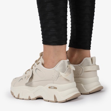 SNEAKERS din PIELE ECOLOGICA SI TEXTIL CRL1515 Beige - Img 4