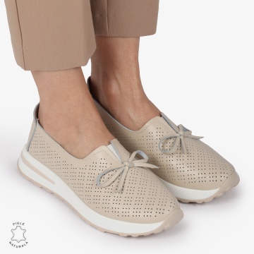 BALERINI dama din Piele Naturala CRL1060 CULOARE: BEJ - Img 3